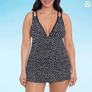 Trimshaper Dots Swim Dress One Piece 10 Polkadot Black